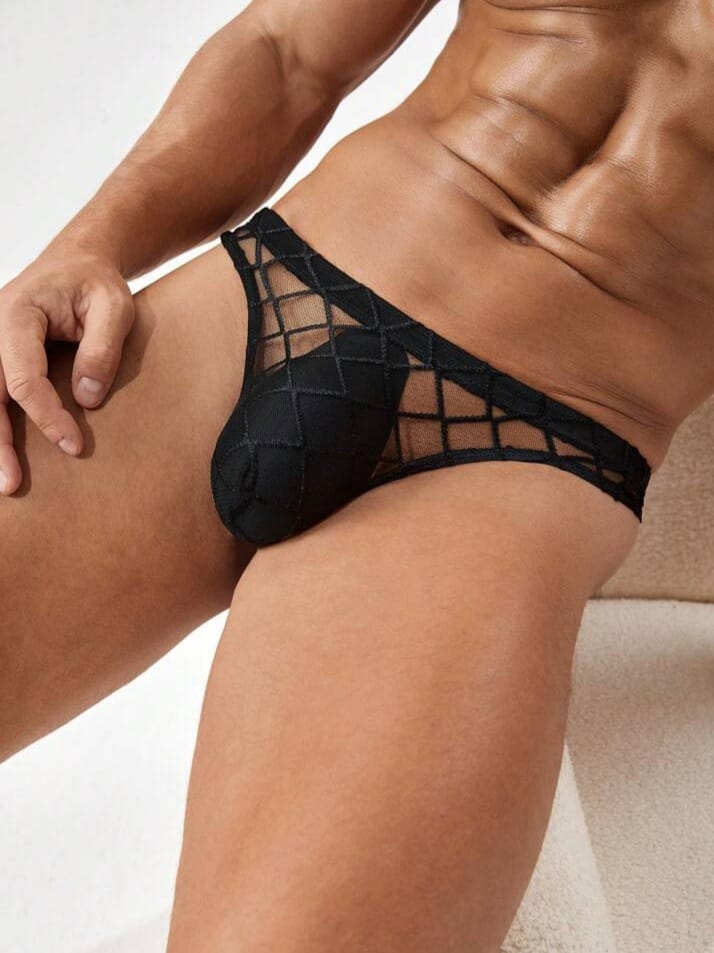 Midnight Diamond Mesh Brief